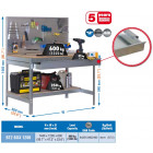 Etabli avec tiroir et panneau mural 1440x1200x600mm - bt-2 box 1200 galva/bois