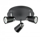 Plafonnier civic, rond, noir, 3 ampoules