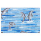 Tapis de salle de bain antidérapant mousse pvc 50 x 80 cm couleur bleu motif dauphin