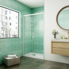 Porte de douche coulissante - verre trempé clair ep.5mm - en aluminium - blanc - Hauteur 190 cm - Largeur au choix 
