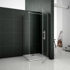 Cabine de douche 76 x 70 porte pivotante sablée H185cm, paroi fixe en verre transparent, anticalcaire,barre de fixation de 140cm