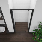 Porte de douche pivotante à 180° - verre trempé clair ep.6mm - en aluminium - noir mat - Hauteur 185 cm - Largeur au choix  
