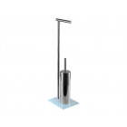 Serviteur WC porte papier brosse WC inox chromé