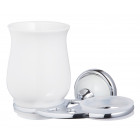 Support brosse à dent porte gobelet double serie grenada chrome et blanc à fixer ou à coller