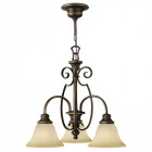 Suspension cello, bronze antique et verre albâtre, 3 ampoules Suspension cello, bronze antique et verre albâtre, 3 ampoules