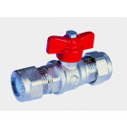 Vanne à sphère laiton 670 pour tube cuivre - Raccords chromés sphéro-conique Male / Male - Diamètre 14 mm