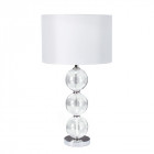 Lampe 59 cm, en chrome et verre avec abat-jour blanc