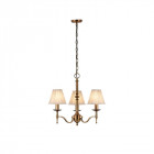 Suspension 3 ampoules stanford, laiton antique, abat-jour beiges