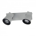 Spot gris techno 2 ampoules 12 cm