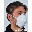 10 masques filtrants singer anti particules solides et liquides elastique de serrage ffp2d a valve