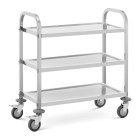 Chariot de service 3 plateaux 69 x 34 x 3 cm 81 kg acier inoxydable professionnel 