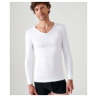 Tee-shirt DAMART Col V - Manches longues - Blanc - T.L - 12302