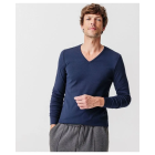 Tee-shirt DAMART Col V - Manches longues - Bleu marine - T.M - 12302