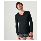 Tee-shirt DAMART Col V - Manches longues - Noir - T.M - 12302
