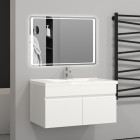 80cm meuble salle de bain blanc 2 portes avec une vasque à suspendre