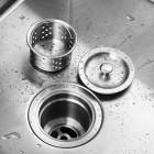 Evier en inox 2 bac & distributeur de savon - 78 x 43 cm