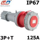 Fiche femelle triphasé 3p+t 125a ip67 avec fil pilote125a