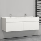 120x45x40(l*w*h)cm meuble salle de bain blanc avec 2 portes à une fermeture amortie avec 2 vasques à suspendre