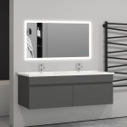 120x45x40(l*w*h)cm meuble salle de bain anthracite avec 2 portes à une fermeture amortie avec 2 vasques à suspendre