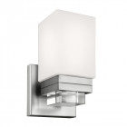 Applique maddison, nickel satiné, verre opale et cristal