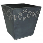 Jardinière fleurie en zinc noir carrée 22x22.5x22.5cm