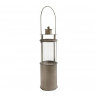 Lanterne photophore taupe en métal et verre