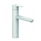 Mitigeur pour evier en laiton zinc blanc serie oslo cartouche en céramique bec pivotant avec limitation de pivotement à 120 °