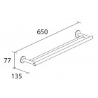 Porte serviette double fixe en laiton chromé serie miami à fixer ou à coller