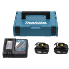Pack 2 batteries MAKITA 18v 4.0Ah + Chargeur rapide + MAK-PAC - 196866-5