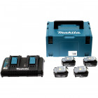 Pack Énergie MAKITA 18V Li-Ion 3.0 Ah (4 batteries + 1 chargeur double) avec coffret MAK-PAC - 197720-6