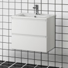 Meuble salle de bain suspendu 2 tiroirs avec vasque - 50 x 38,5 x 45 cm - Couleur au choix
