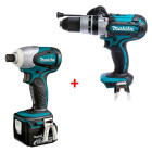 LOT MAKITA 14.4V 3Ah Li-Ion : Visseuse à chocs BDT130FRFE + Perceuse à percussion  - Sans batterie, ni chargeur -  BHP444Z - BHP444RFESP 