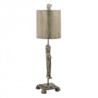 Lampe caryatid, argent, avec abat-jour
