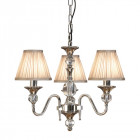 Suspension 3 ampoules polina, nickel et cristal, abat-jour beiges