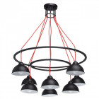 Suspension noire loft 8 ampoules 83 cm