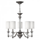 Suspension sussex, nickel brossé, 5 ampoules