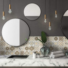 Carrelage mosaïque en verre - Salle de bain/cuisine/salon - Modèle carré beige symbole