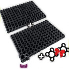 Pack de 2 tapis caillebotis caoutchouc + connecteurs 60 x 80 cm