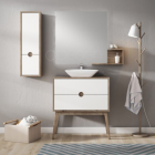 Ensemble meuble à poser 80 cm couleur bois et blanc simple vasque - baltic - 80 cm