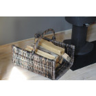 Panier en poelet noir pour bûches 50x35x40cm