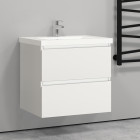 Meuble salle de bain blanc deux tiroirs avec une vasque à suspendre 60x38.5x52cm(l*w*h)