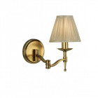 Applique articulée 1 ampoule stanford, laiton antique, abat-jour beige
