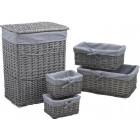 Panier à linge avec 4 corbeilles en éclisse grise