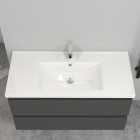99x44.5x52(l*w*h)cm meuble salle de bain anthracite avec 2 tiroirs à une fermeture amortie avec une vasque à suspendre