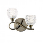Applique boyer, laiton antique et verre, gauche, 2 ampoules