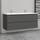 120x46x52(l*w*h)cm meuble salle de bain anthracite avec 4 tiroirs à une fermeture amortie avec deux vasques à suspendre