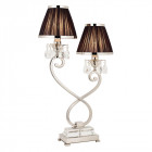 Lampe de table oksana, nickel poli, pampilles cristal, 2 abat-jours noirs