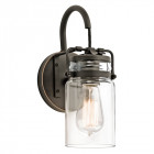 Applique brinley, bronze antique et verre, 1 ampoule