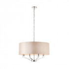 Suspension 4 ampoules vienna, nickel, abat-jour beige