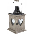 Lanterne coeur en bois vieilli